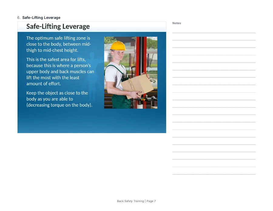 Page 7 of a Notes beside handout: slide 6 on a landscape page, with ruled lines for notes beside it.