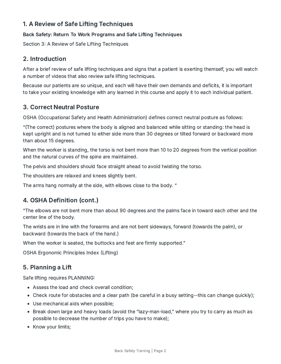 Page 2 of a Text only guide: the words of slides 1 to 5 under numbered headings.