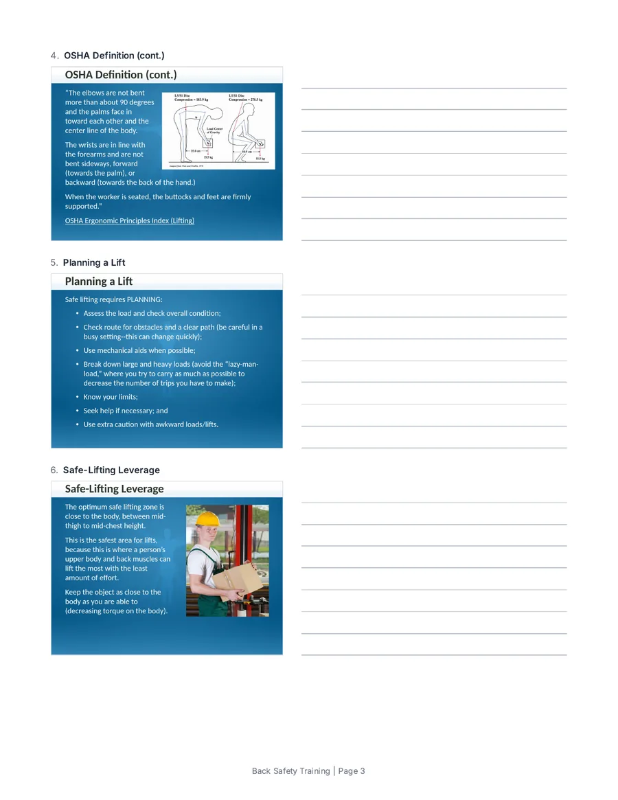 Page 3 of a 3 per page handout: slides 4, 5 and 6, each with ruled lines beside it.